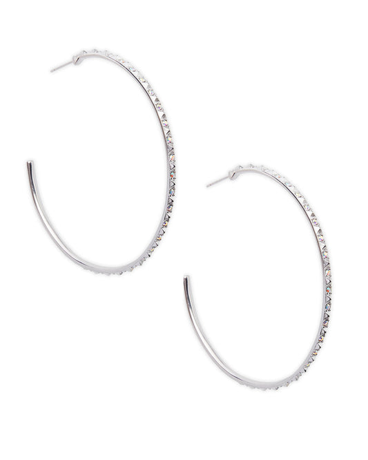 Val Silver Hoop Earrings in Iridescent Crystal