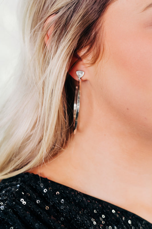 Arden Hoops Earrings in Silver White Crystal
