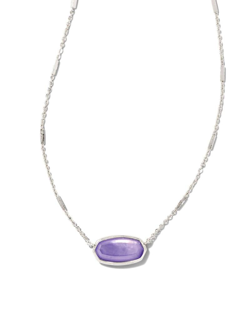 Framed Elisa Silver Short Pendant Necklace in Lavender Opalite Illusion
