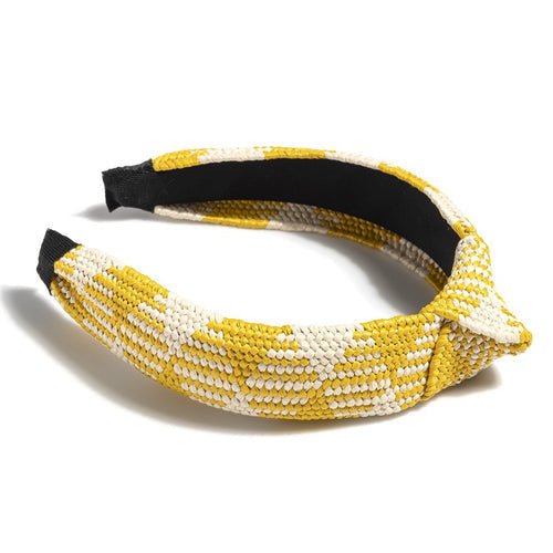 Knotted Straw Yellow Headband