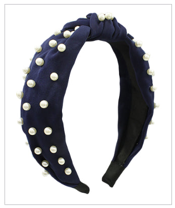 Pearl Stud Navy Headband