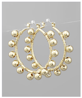 Ball Wrapped Gold Hoops