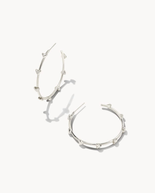 Haven Heart Hoop Earrings In Silver