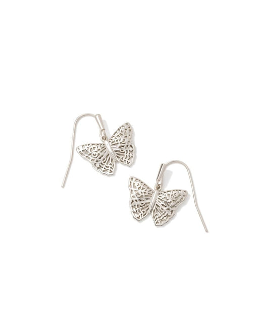Hadley Butterfly Small Drop Earrings In Silver