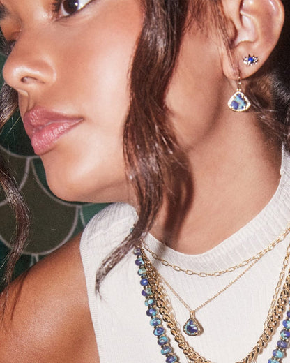 Gemma Silver Stud Earrings in Bright Blue Kyocera Opal