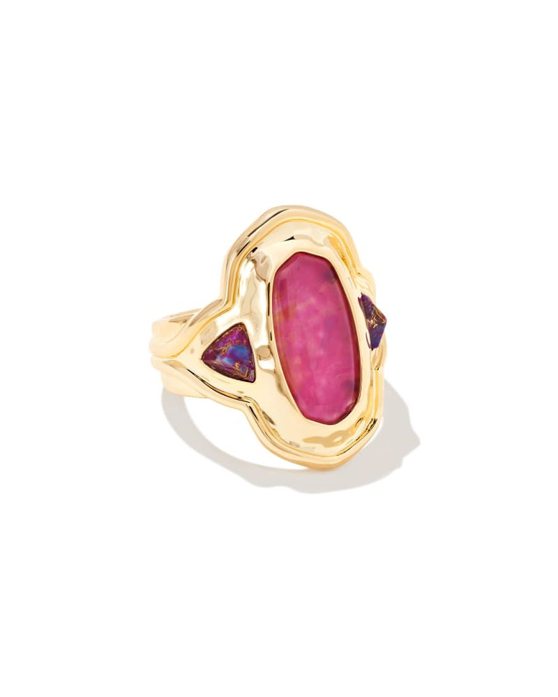 Maya Gold Cocktail Ring in Orchid Mix