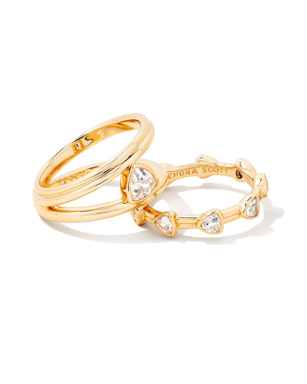 Arden Triple Band Ring Set in Gold White Crystal