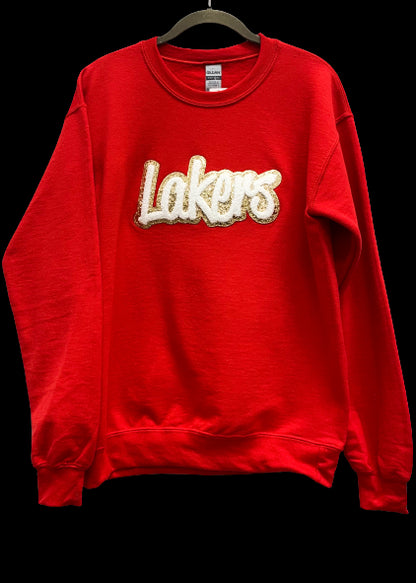 Lakers Chenille Red Crewneck