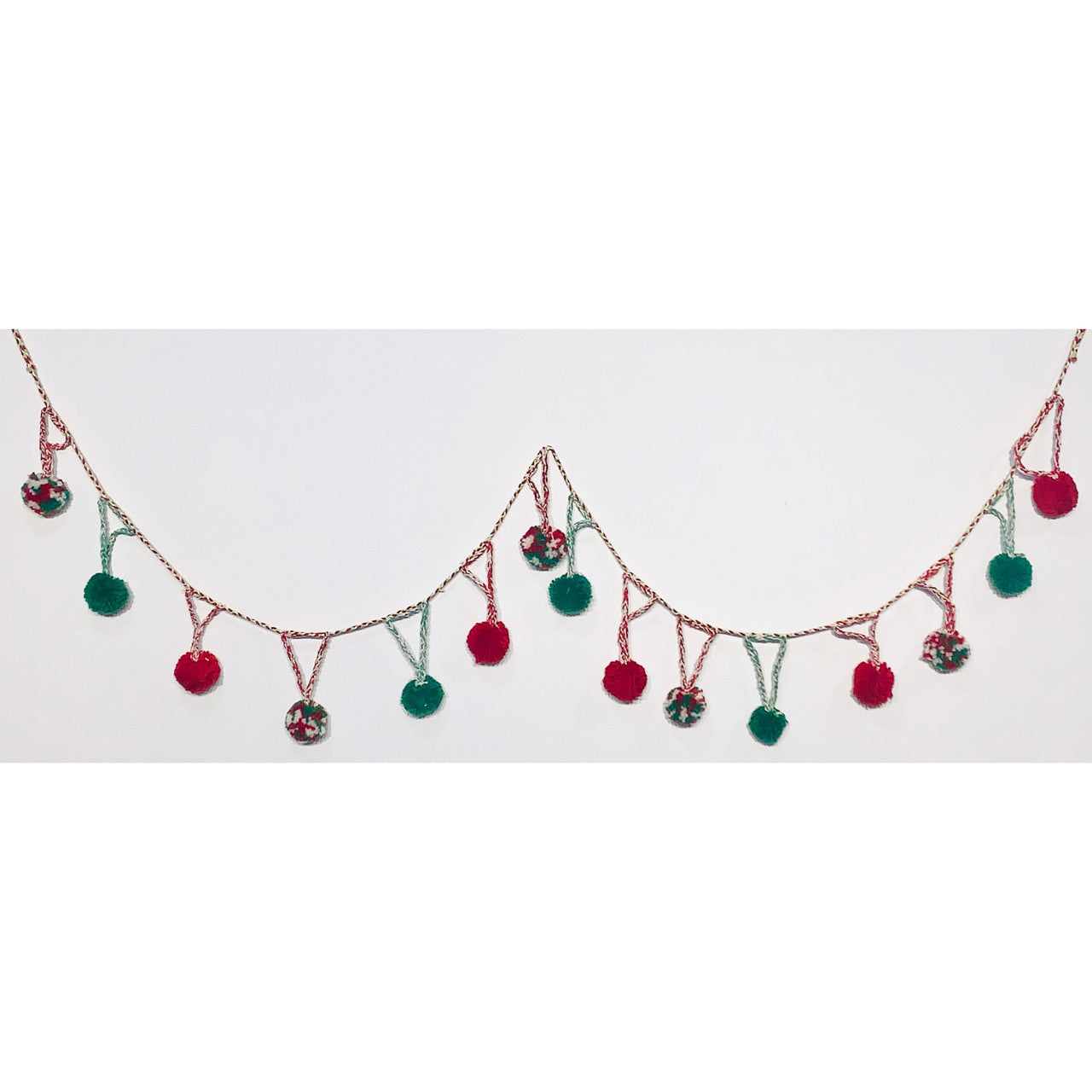 Wool Holiday Cream, Red and Green Garland