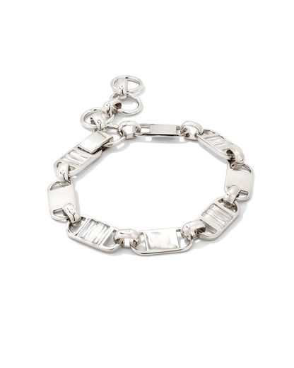 Jessie Silver Chain Bracelet in White Crystal