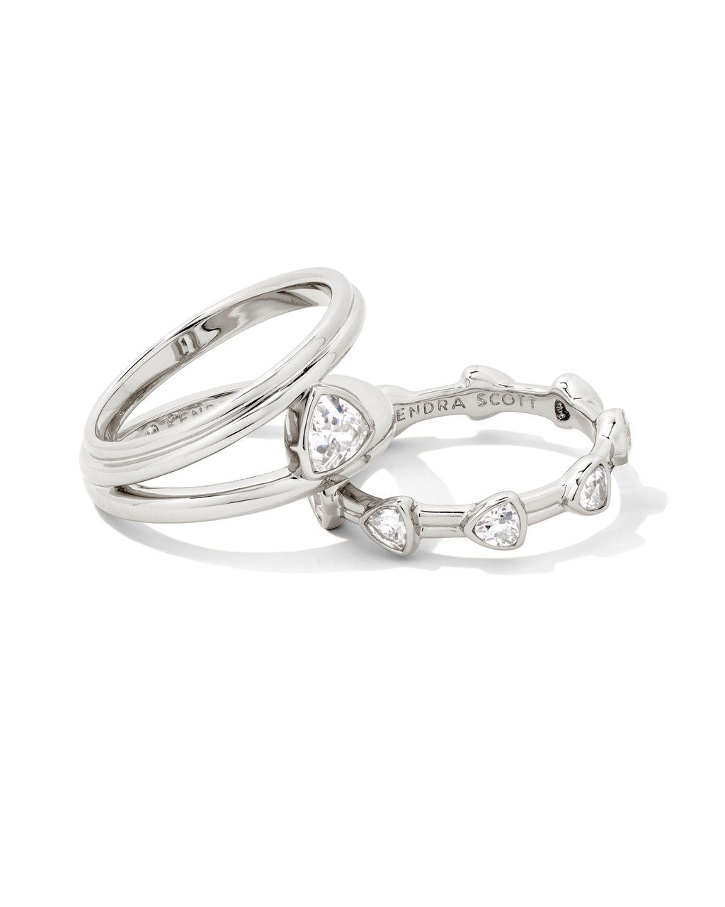 Arden Triple Band Ring Set in Silver White Crystal