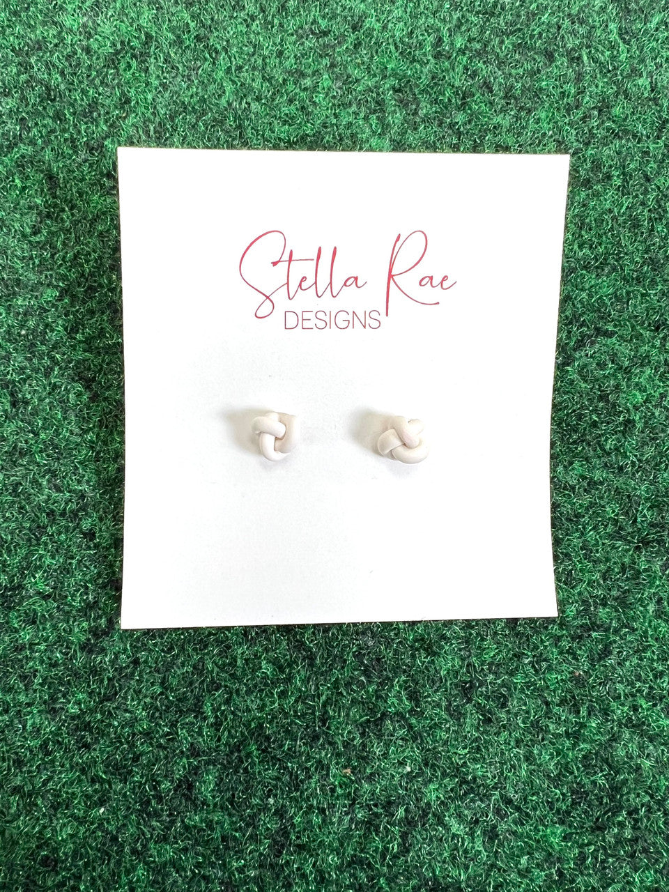 White Mini Knot Earrings